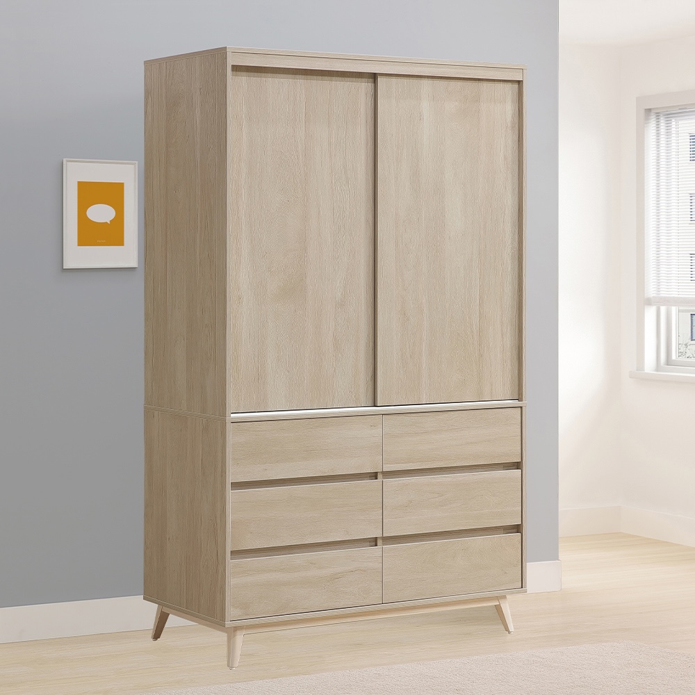 【唯熙傢俱】曼蒂橡木色4尺滑門衣櫃, , large