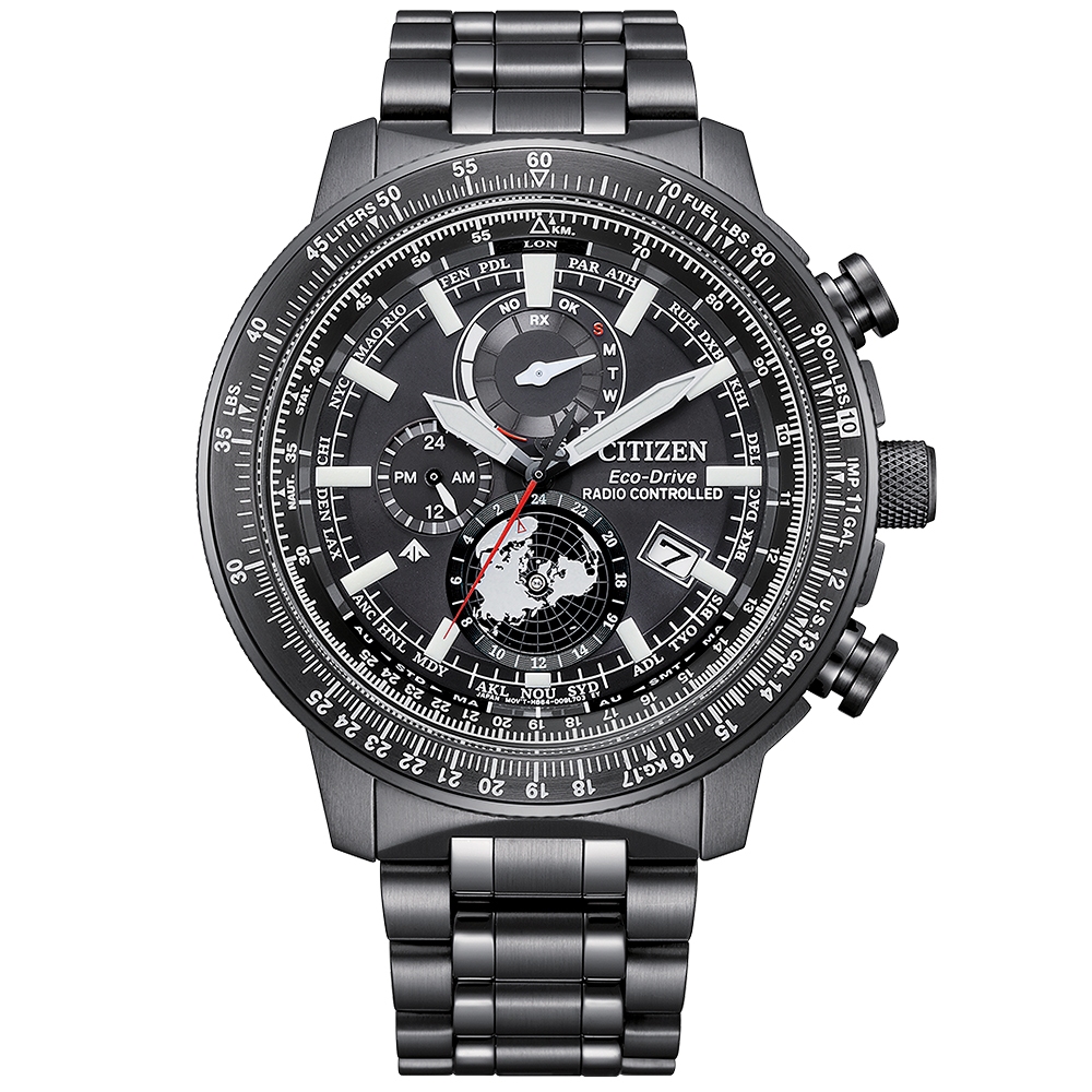 CITIZEN 星辰 PROMASTER 光動能電波飛行錶 北半球城市時間手錶 BY3005-56G