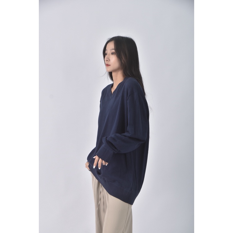 (XL) gap質感V領藍色長袖上衣二手衣, , large