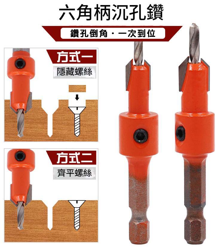 六角柄沉孔鑽2.8x8mm 無限位, , large