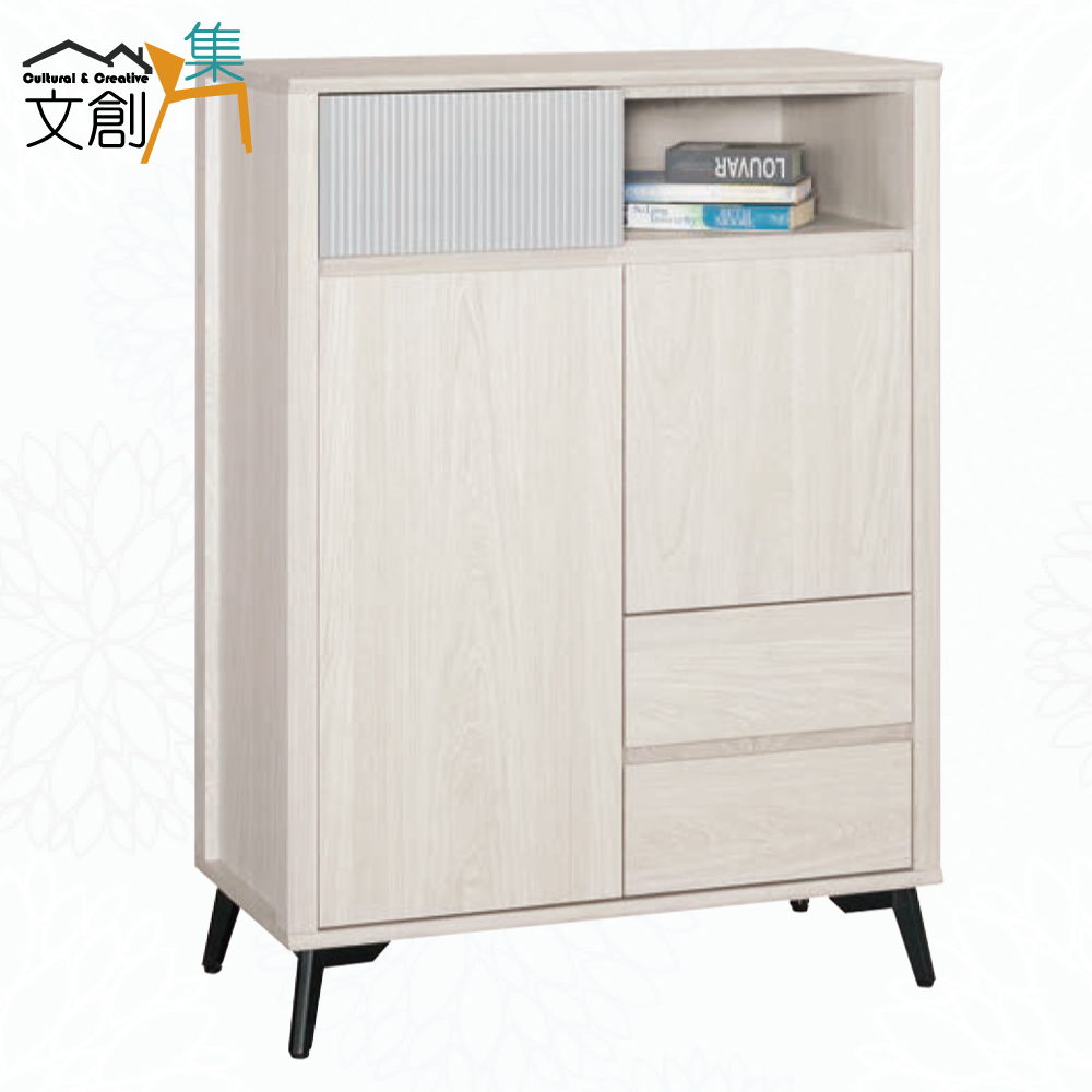 【文創集】克萊雙色2.7尺二門三抽展示櫃(客約商品), , large