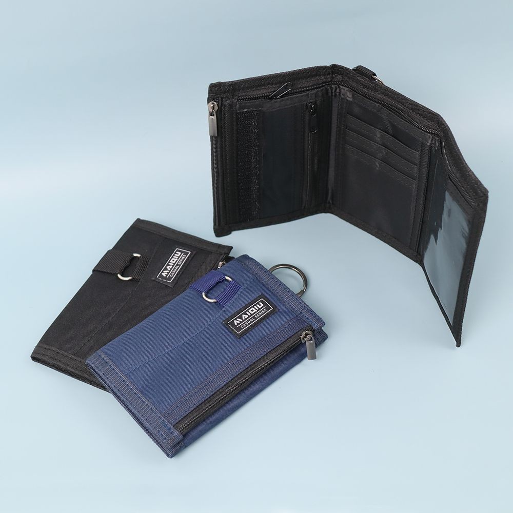 【MQ】尼龍三折短夾-黑色 學生錢包 中夾 皮夾 含零錢袋夾層, , large