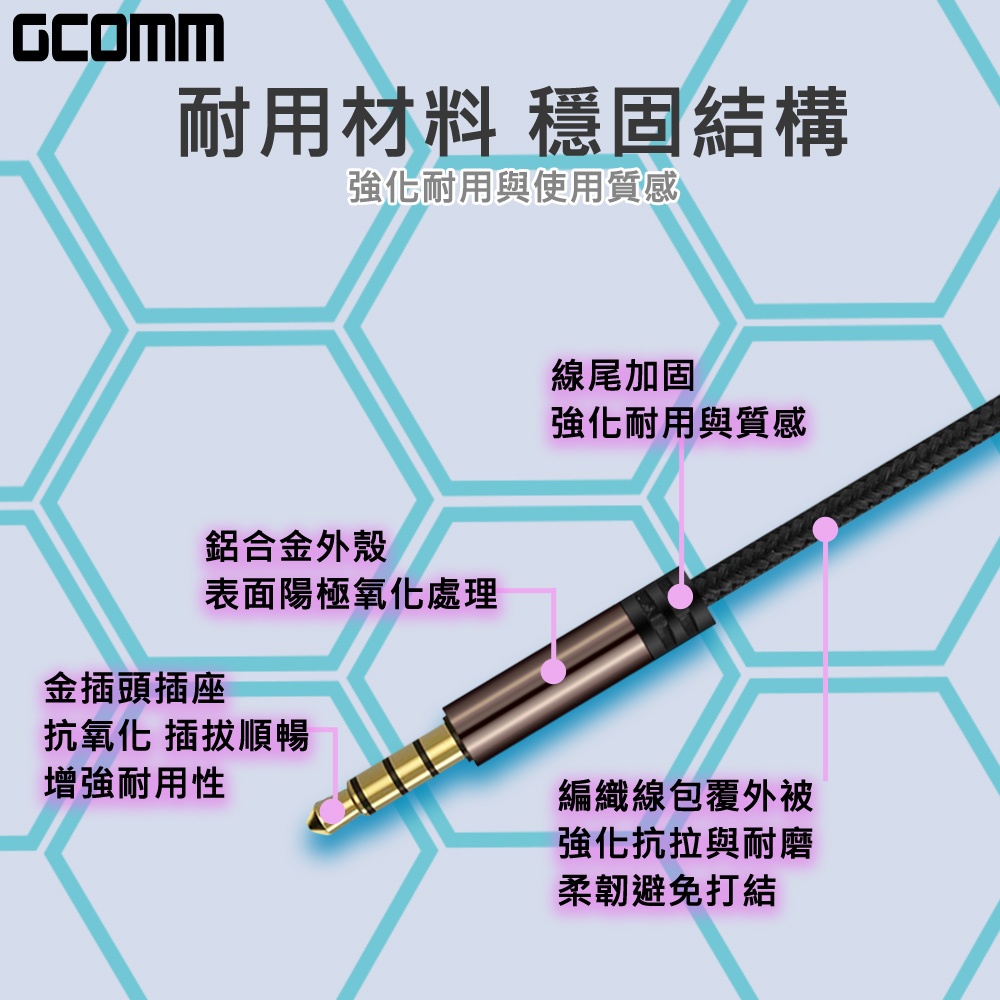 GCOMM 3.5mm鋁合金 1公轉2母 耳機麥克風 音源轉接線 鐵咖啡, , large