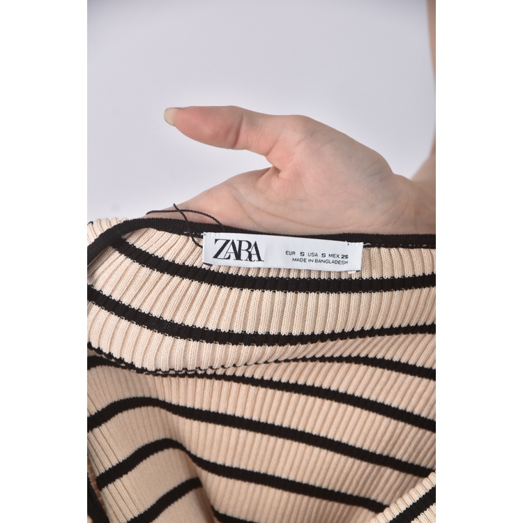 (S) 【安于晴Charlene私服】zara質感吊帶條紋杏色上衣二手衣, , large
