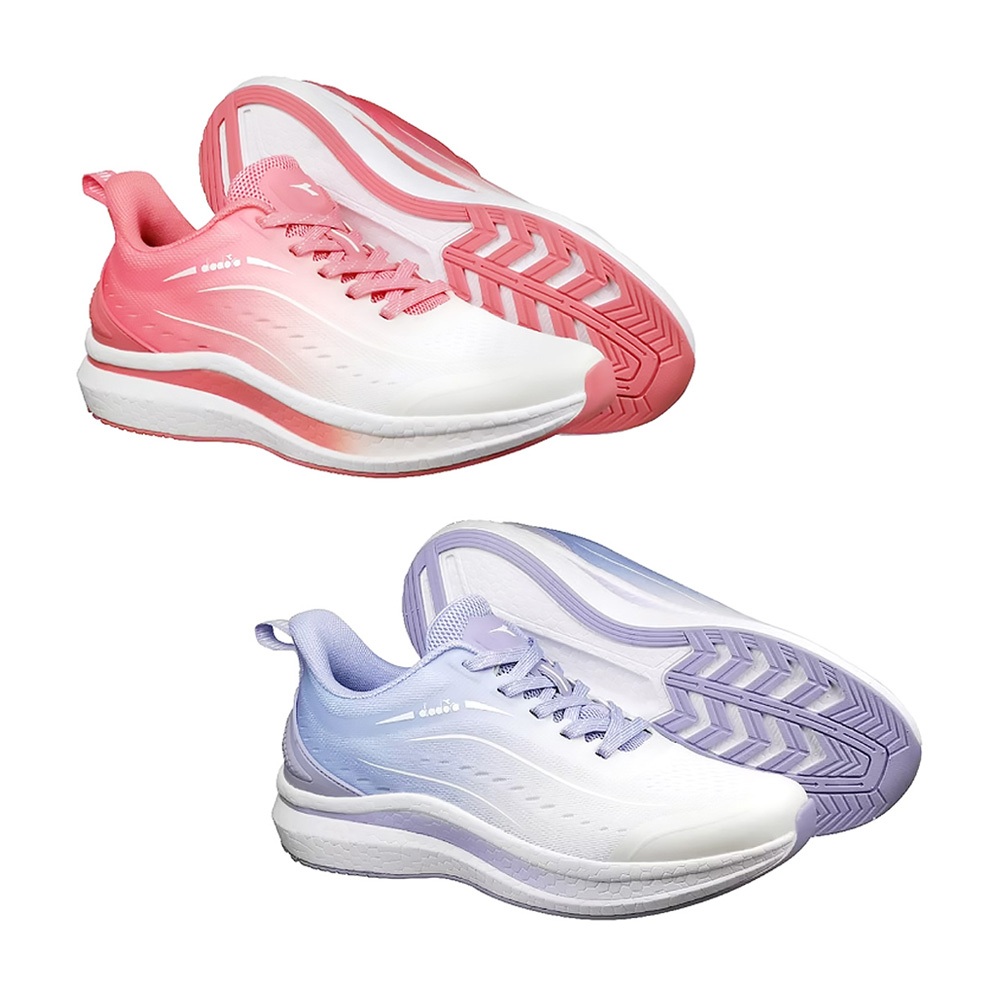 DIADORA迪亞多那 輕量專業跑鞋 女運動鞋 女鞋 慢跑鞋 時尚 漸層 輕盈 透氣 吸震 回彈 耐磨 止滑 粉 紫