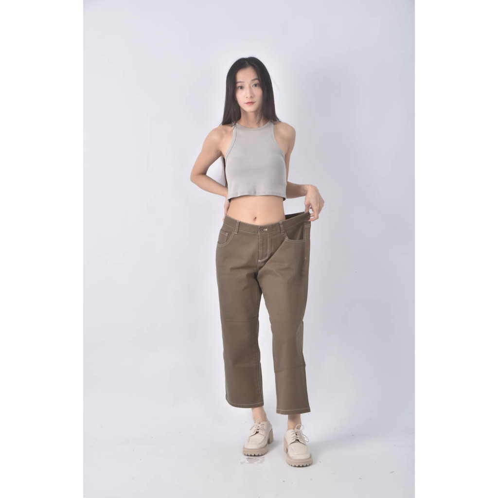 (XL) chica寬版棕色長褲二手衣, , large