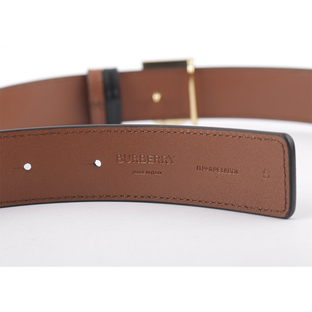 BURBERRY TB Logo 小牛皮寬3cm雙面可用皮帶/黑色/棕褐色, , large