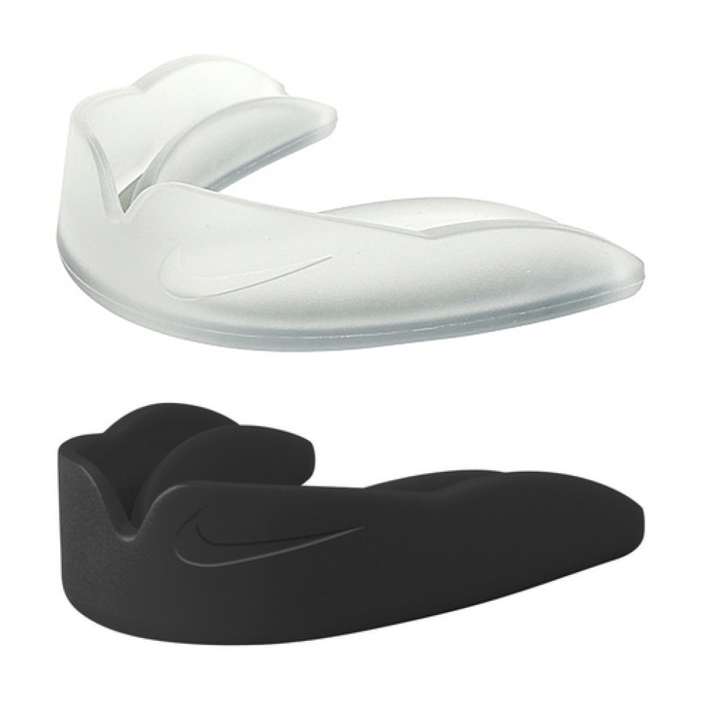 NIKE CUSTOM FIT STRAPLESS 護齒套 護牙套 運動護具 散打 拳擊 保護牙齒 可塑形 黑 透明灰, 黑, large