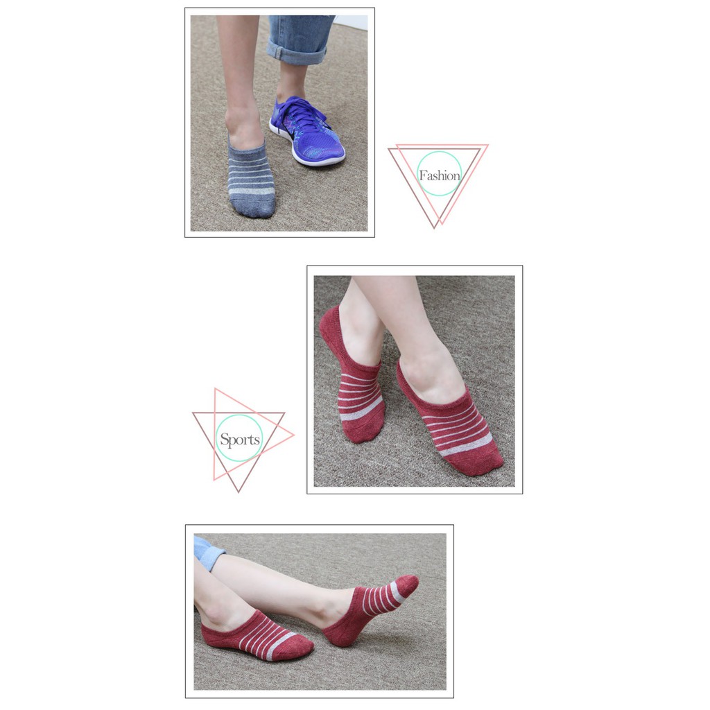 【D&G】條紋足底圈絨隱形女襪<鐵灰>D374 氣墊 毛巾底 襪子 隱形襪, , large