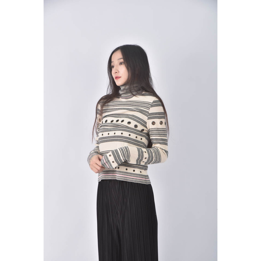 (S) moschino條紋白色長袖上衣二手衣, , large