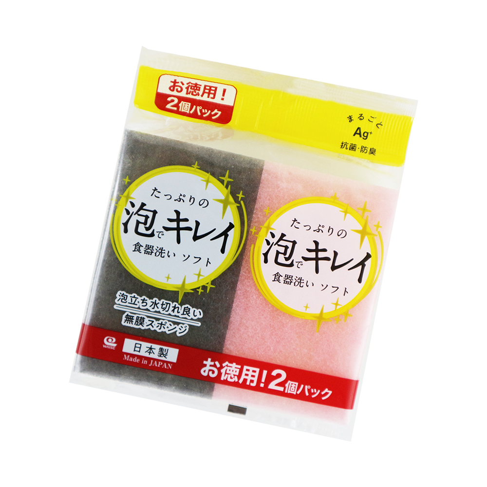 日本製WAISE抗菌廚房易起泡海綿-2入x12組, , large