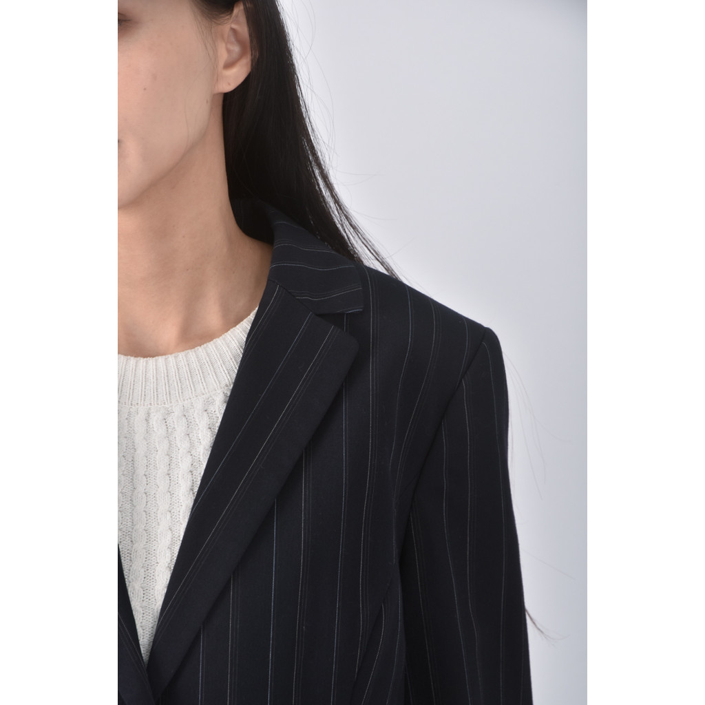 (XL) g2000質感西裝條紋藍色套裝二手衣, , large