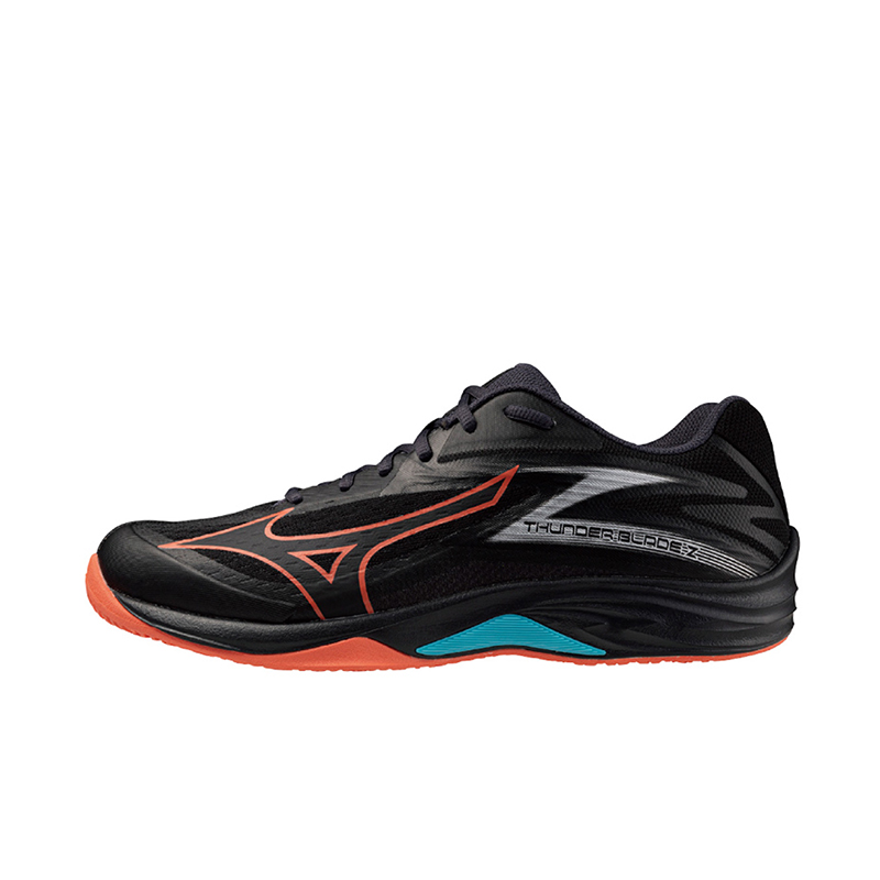 [KIXPRESS]Mizuno Thunder Blade 男女 排球鞋 寬楦 室內運動 穩定 包覆 黑 橘 [V1GA237006], , large