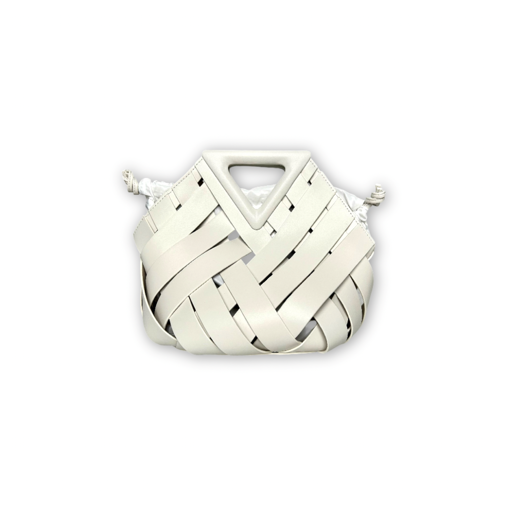 Design woven handbag white (L), , large