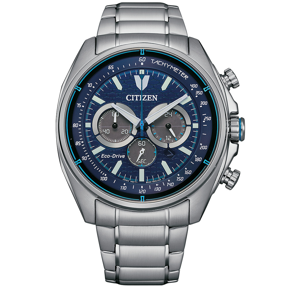 CITIZEN 星辰 疾速奔馳光動能計時手錶-藍 CA4560-81L, , large