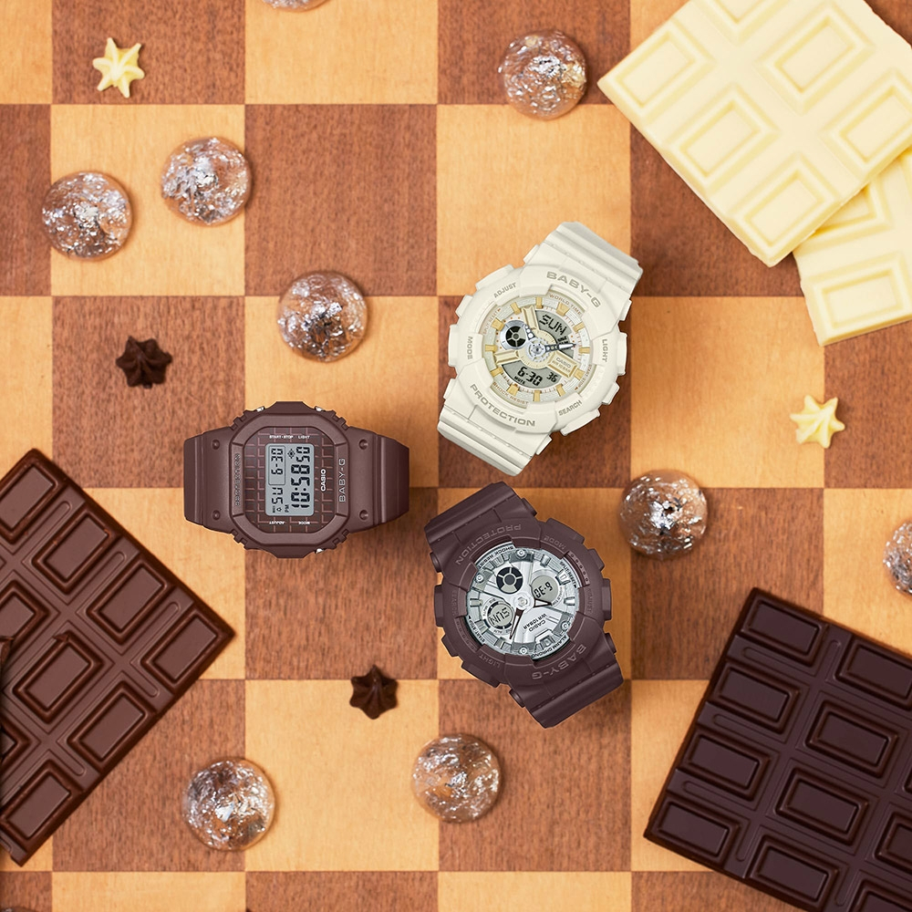 CASIO 卡西歐 BABY-G 黑巧克力雙顯手錶 BA-130SW-5A, , large