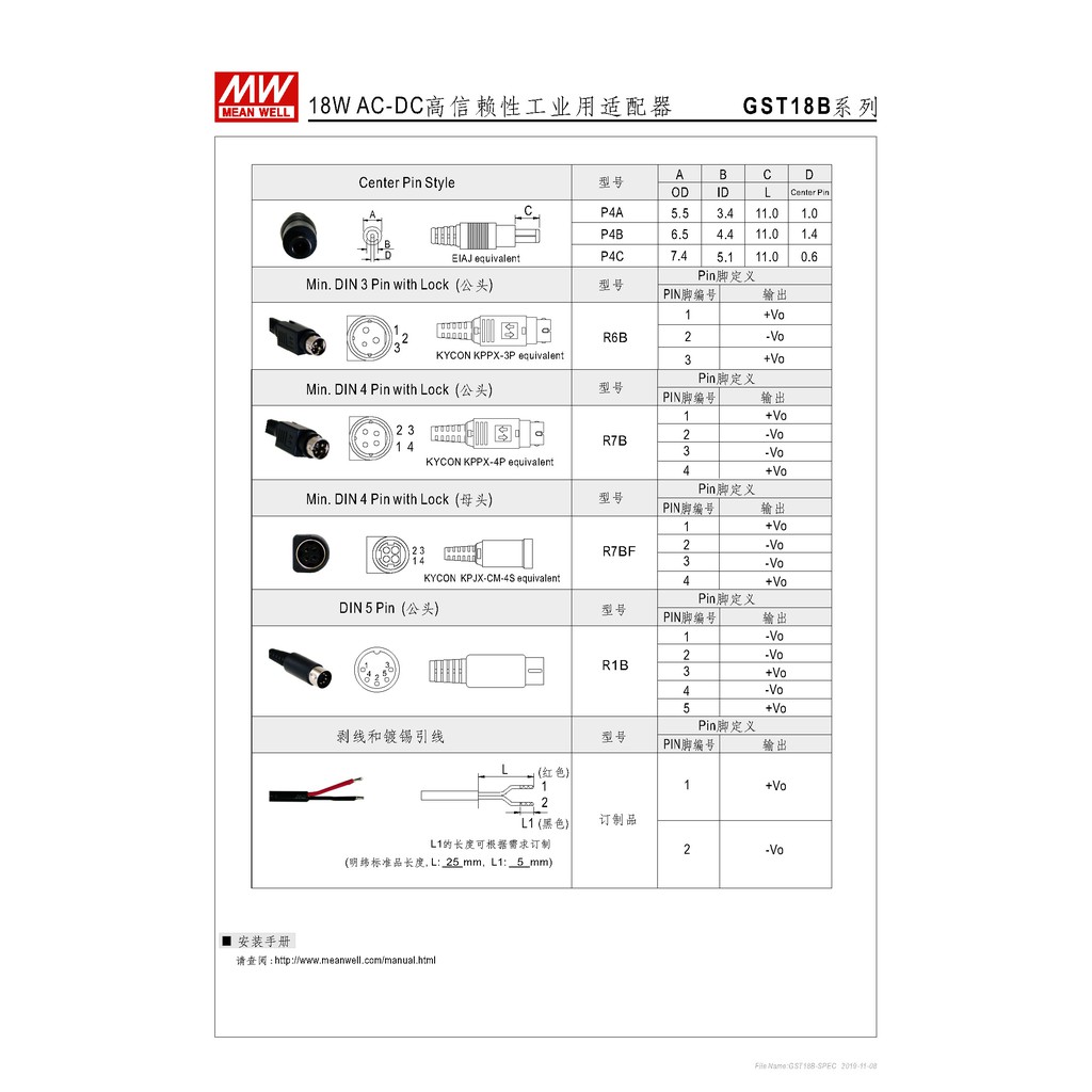 明緯18W全球認證桌上型變壓器(GST18B15-P1J), , large