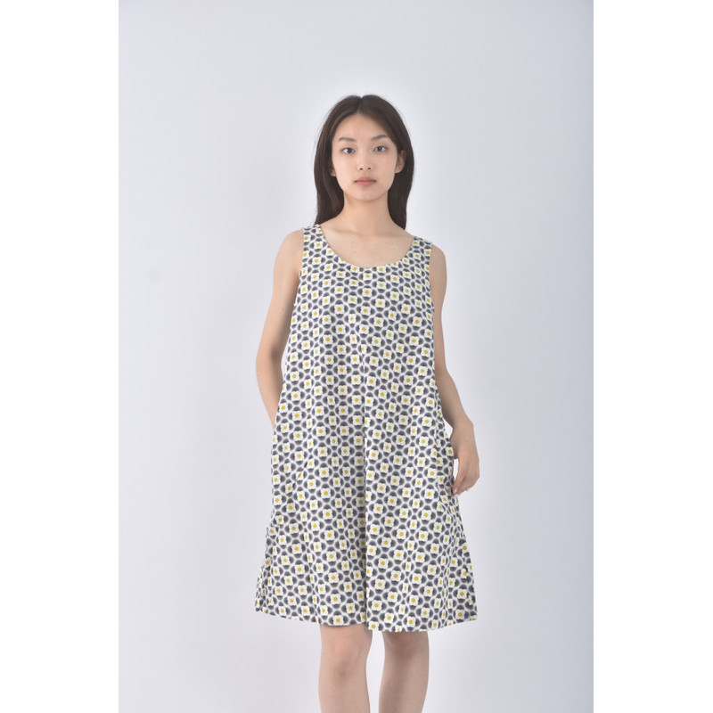 (S) orla kiely質感無袖花紋藍色洋裝二手衣