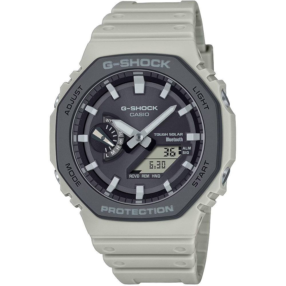 CASIO 卡西歐 G-SHOCK 運動風極簡八角 太陽能電力智慧藍牙手錶 GA-B2100LUU-5A