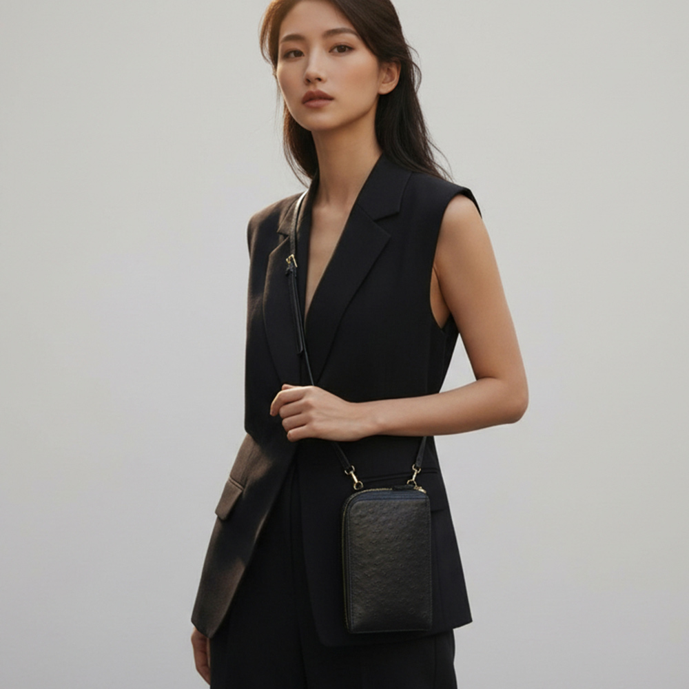 【M2nd】紐貝珍稀鴕鳥皮多功能隨身包(T9438A), , large