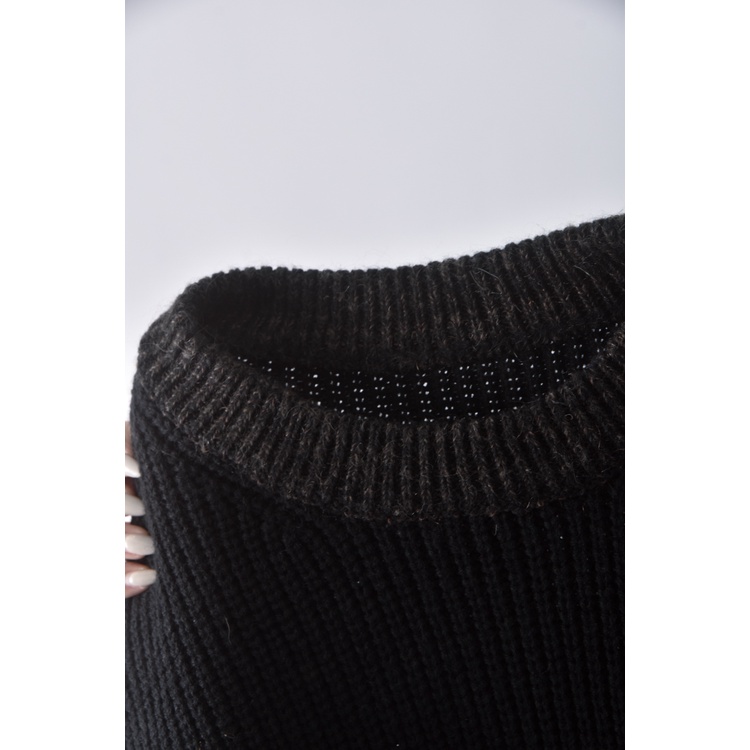 (2XL) 【陳喬恩私服】拼色毛衣黑色洋裝二手衣, , large