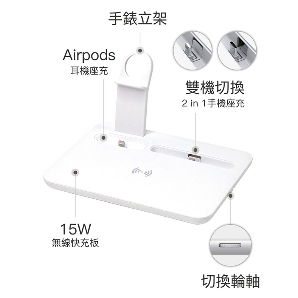 【怪獸選物】IDEAMON 4in1極速充電座 霧粉白, , large