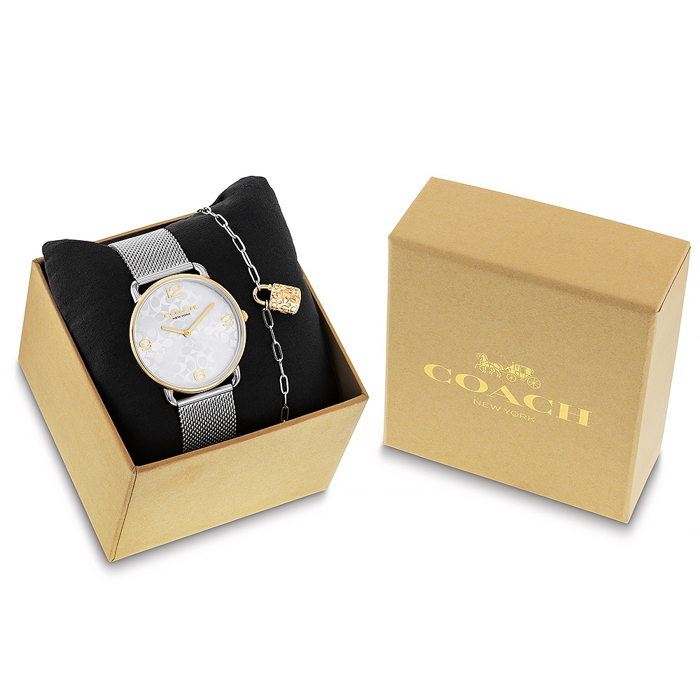 COACH 經典滿版 Logo 女錶 手鍊套組-36mm CO14000117, , large
