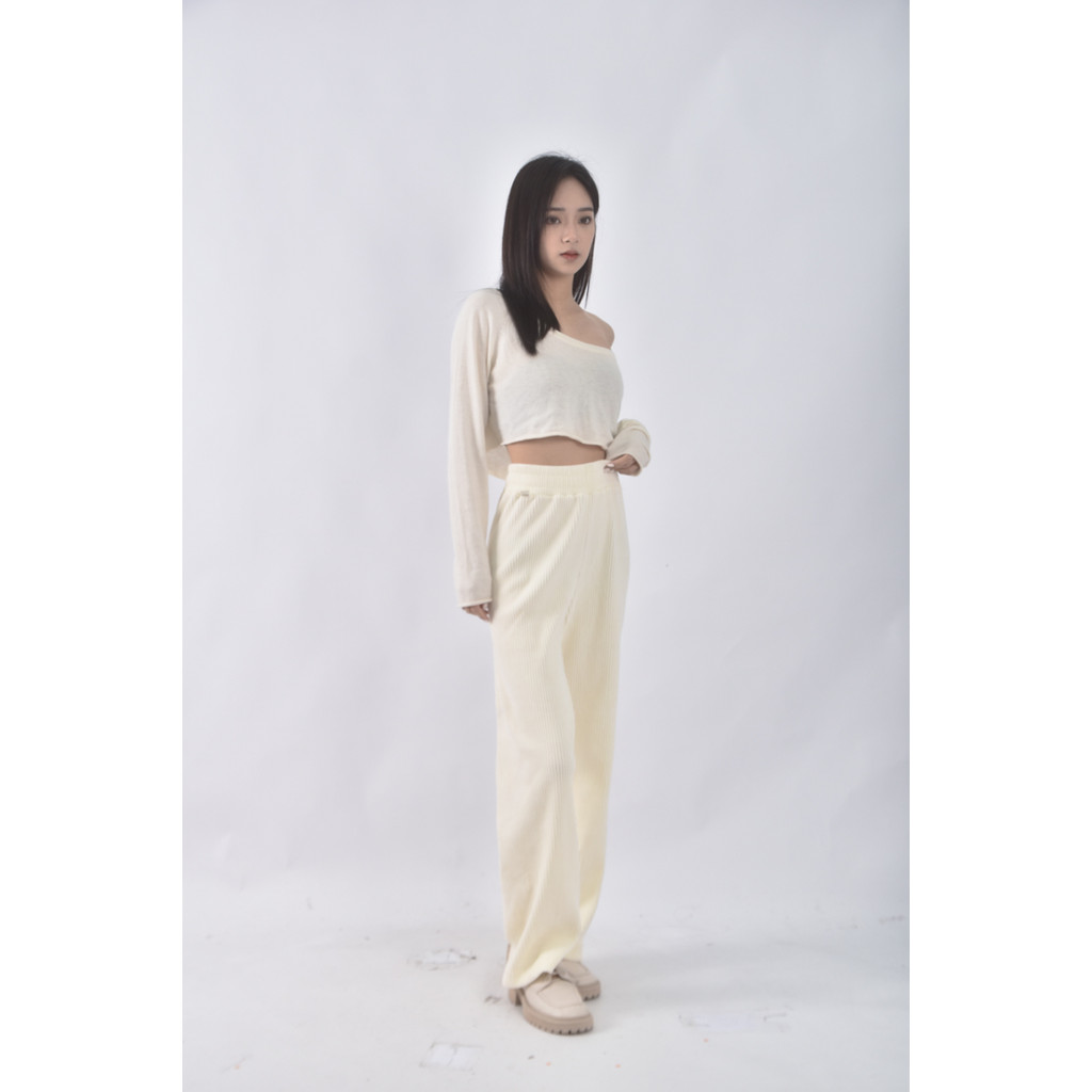 (F) approach韓牌高腰絨布白色長褲二手衣, , large