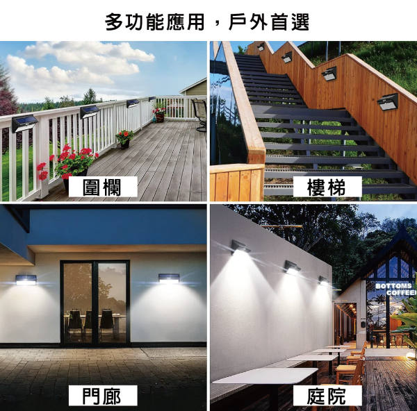 Outdoor four-sided LED solar sensor light, , large