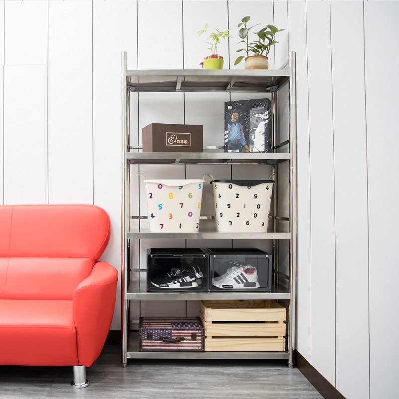 【誠宜居家】90x45x168公分 (三面圍欄-五層不鏽鋼置物架)升級款加粗加厚-加強底部橫梁 收納架 不鏽鋼置物架 不銹鋼置物架 廚房不銹鋼置物架 置物架 家電架 廚房架 架子, , large