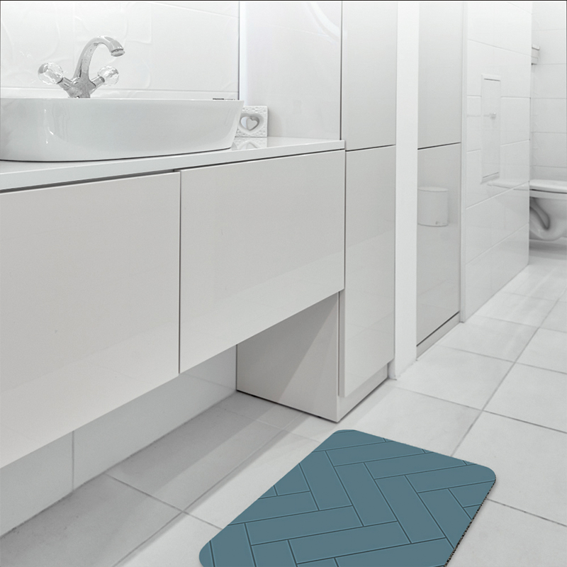 【Monster】 Soft Diatomaceous Earth Absorbent Mat – Slate Pattern Series (60x40cm) – Misty Blue Tide, , large