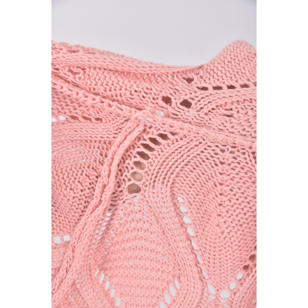 (L) 質感針織連帽粉色外套二手衣, , large