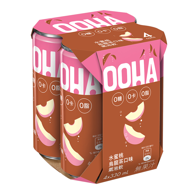 OOHA氣泡飲水蜜桃烏龍茶口味330ml, , large