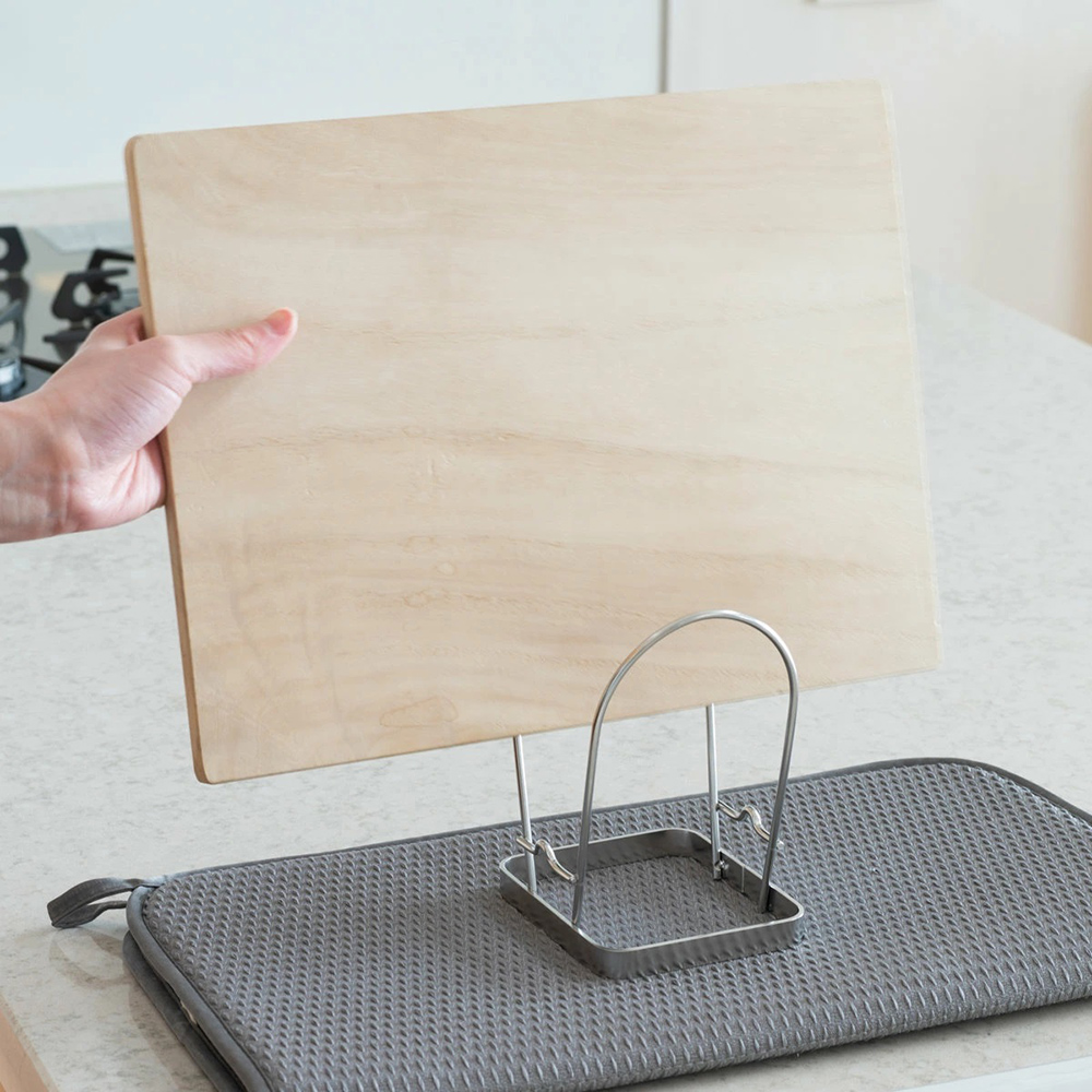 【be worth style】Japan-Made 304 Stainless Steel V-Shaped Cutting Board Stand (Holds Two Cutting Boards / Pot Lid Storage), , large