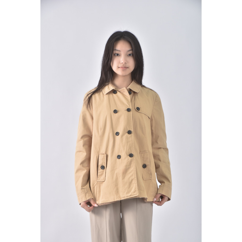 (L) zara排扣杏色外套二手衣, , large