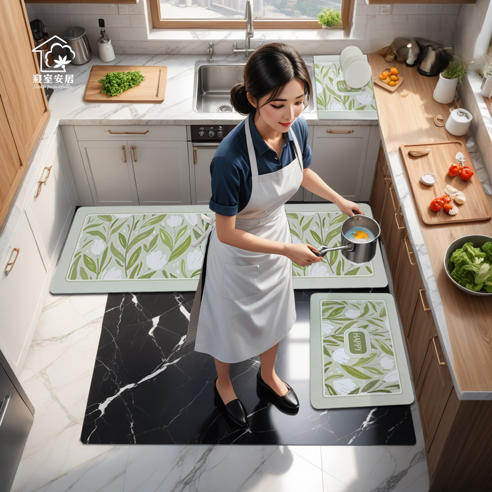 Buy big and get small new technology instant water-absorbent and oil-proof leather soft floor mat, , large