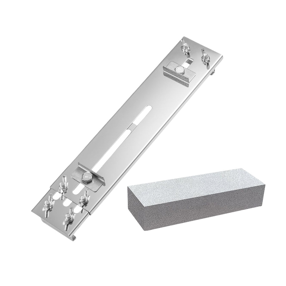 Stainless steel knife holder with natural whetstone, , large