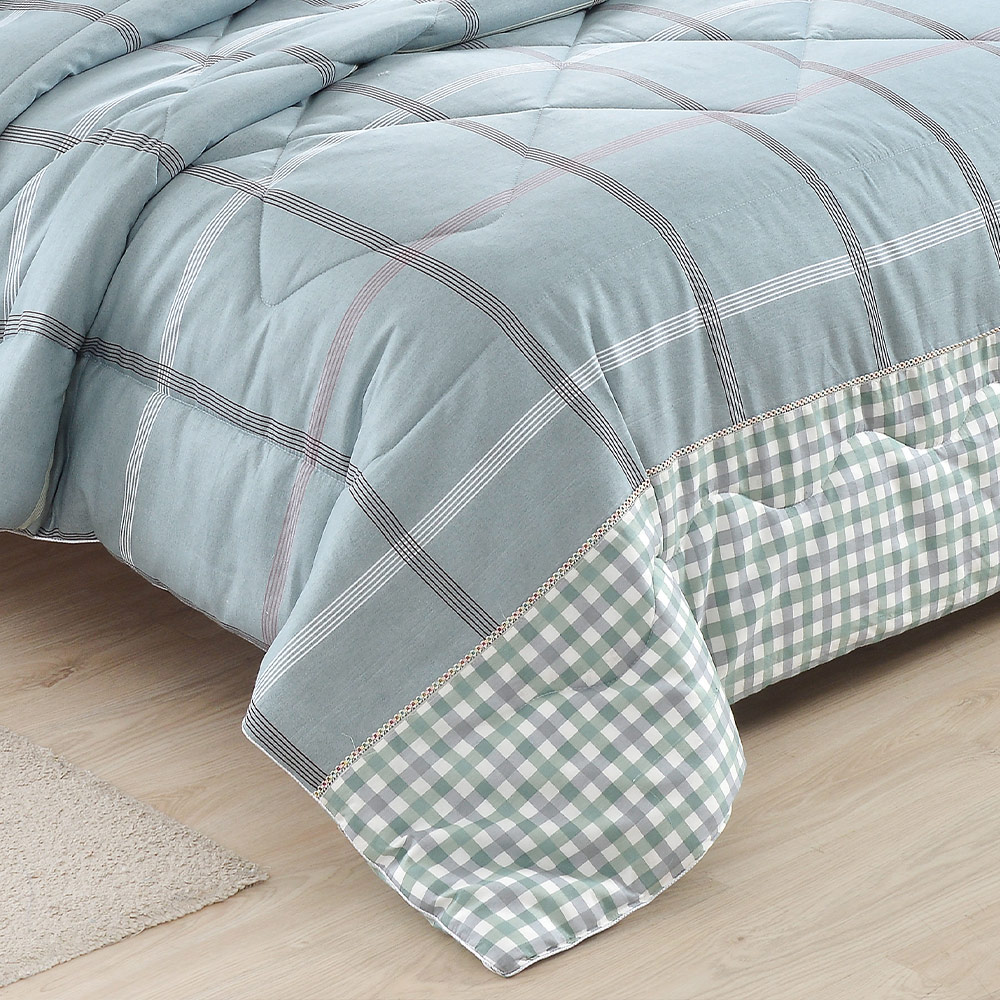 【FOCA】流動時光 | 可水洗/機洗 韓式100%精梳純棉銀離子防蹣抗菌羽絲絨暖冬被-大尺寸180x210cm, , large