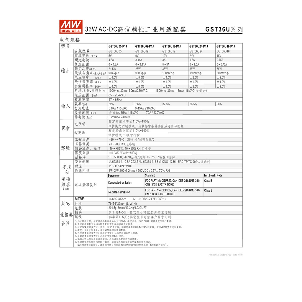 明緯21.5W全球認證桌上型變壓器(GST36U05-P1J), , large