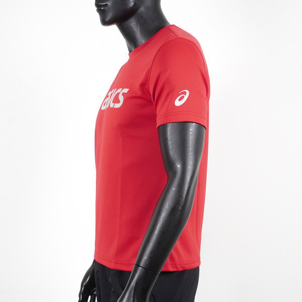 Asics 男女 短袖 T恤 運動 透氣 吸濕 快乾 抗UV 台灣製 延續 紅銀 [K31415-23A], , large