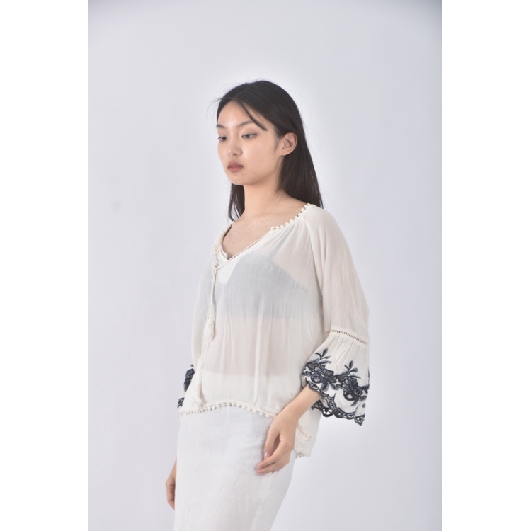 (S) pazzo質感海島風白色長袖上衣二手衣, , large