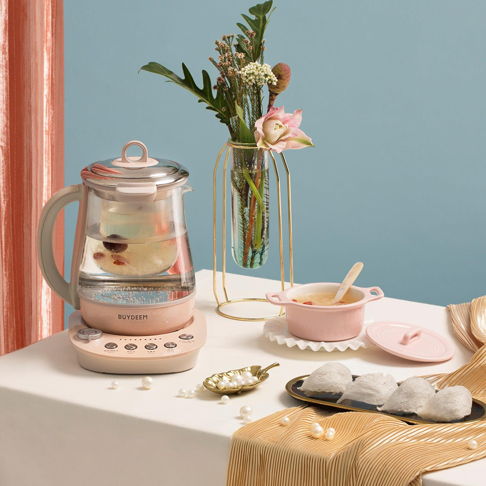 【BUYDEEM北鼎】頂級多功能美顏烹煮壺 燉煮壺 快煮壺 1500ml-粉漾壺 K2691 贈好禮(玻璃分裝杯300ml白x2+大橘寶300ml), , large