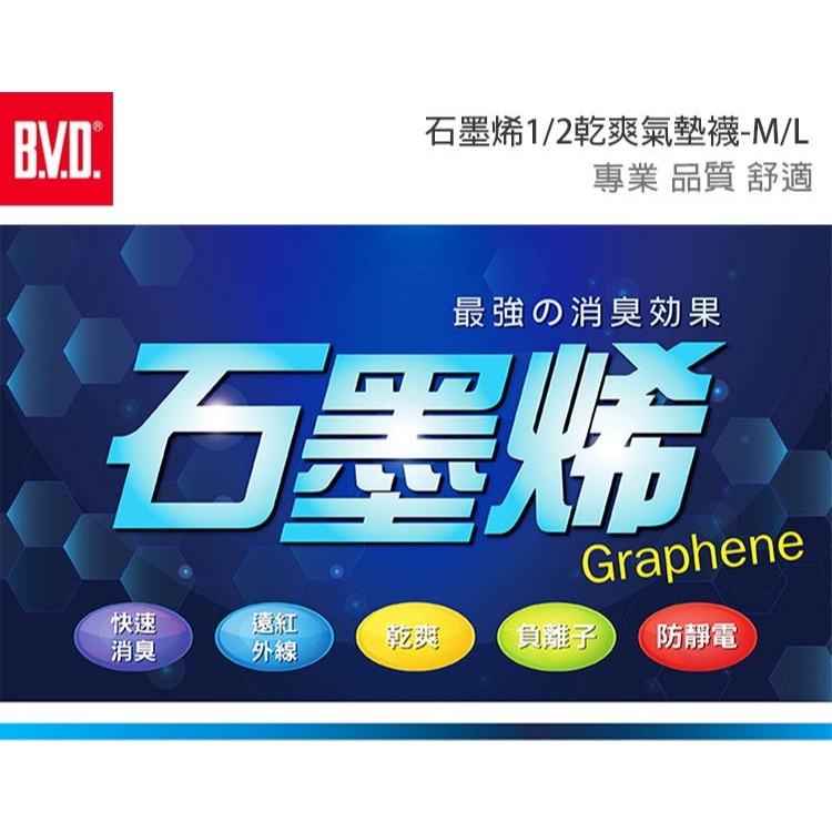 【BVD】石墨烯1/2乾爽氣墊襪5入-L<灰,25-28cm>B557 襪子 短襪 除臭襪, , large