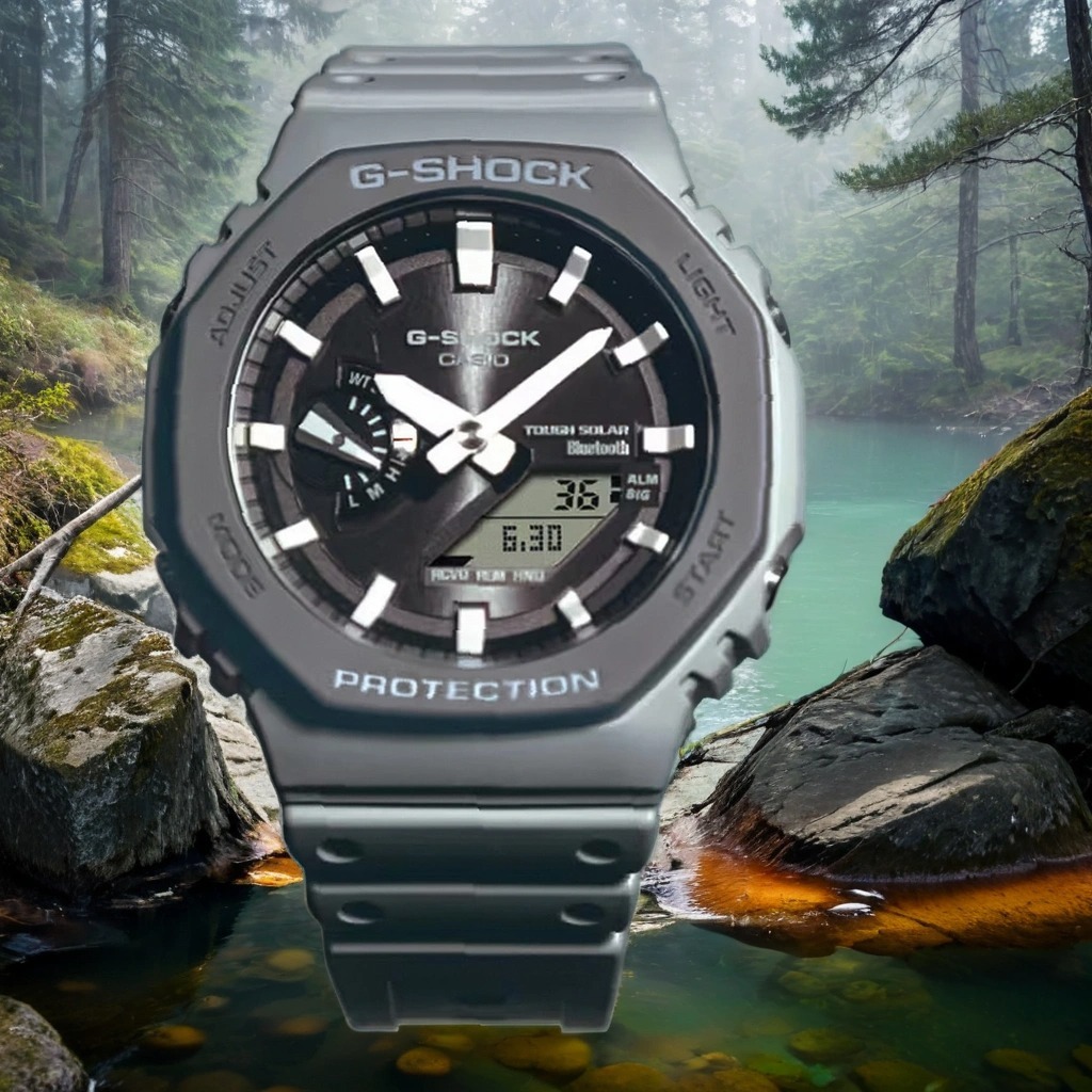 CASIO 卡西歐 G-SHOCK 運動風極簡八角 太陽能電力智慧藍牙手錶 GA-B2100LUU-8A, , large