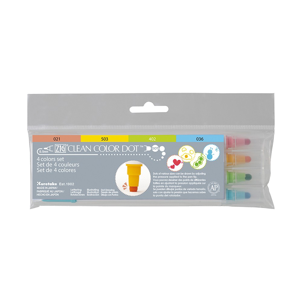 *需預訂【Kuretake日本吳竹】ZIG Clean Color Dot點點筆一般色 四色組 (TC-6100-4V), , large