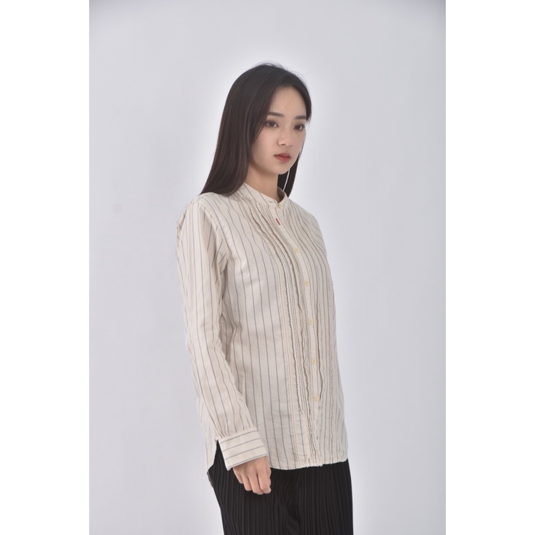 (S) uniqlo棉質條紋純棉杏色長袖上衣二手衣, , large
