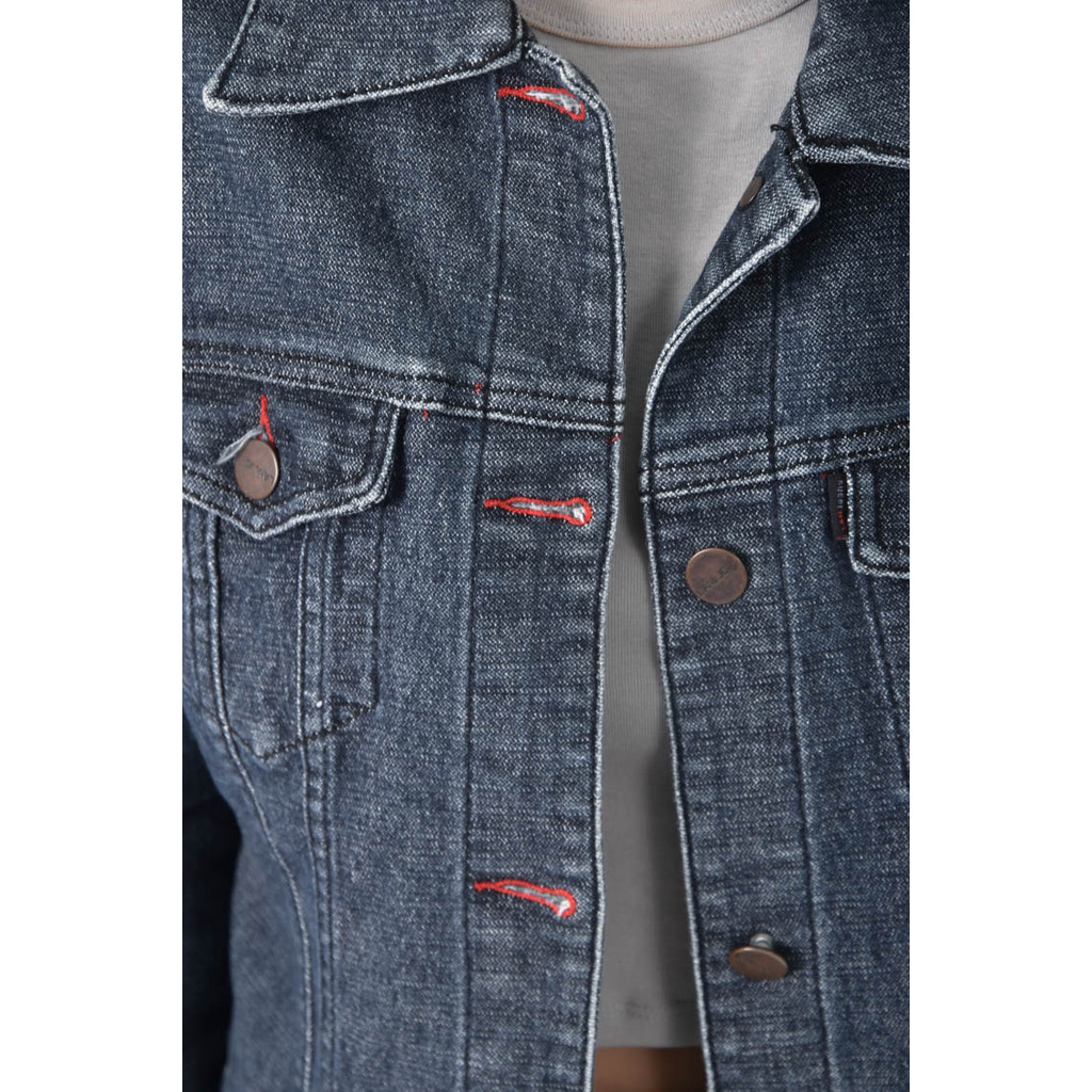 (S) lan basic jeans丹寧牛仔排扣藍色外套二手衣, , large