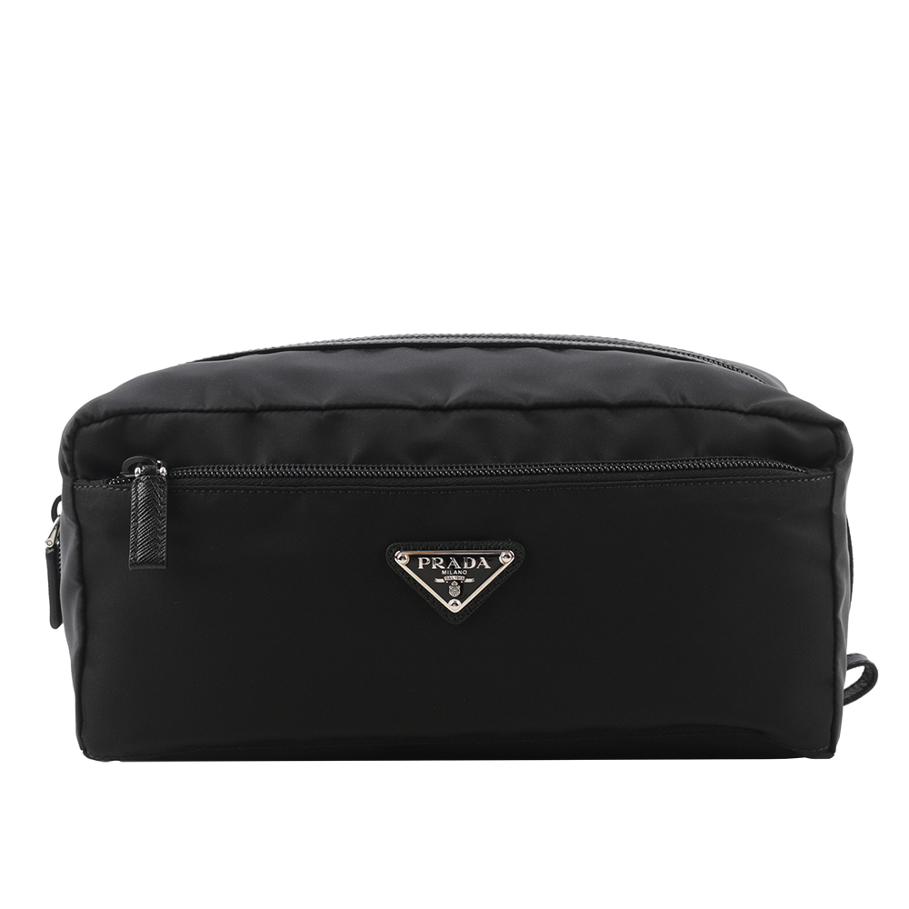 PRADA 三角牌Logo 尼龍多功能萬用包/手拿包/黑色, , large