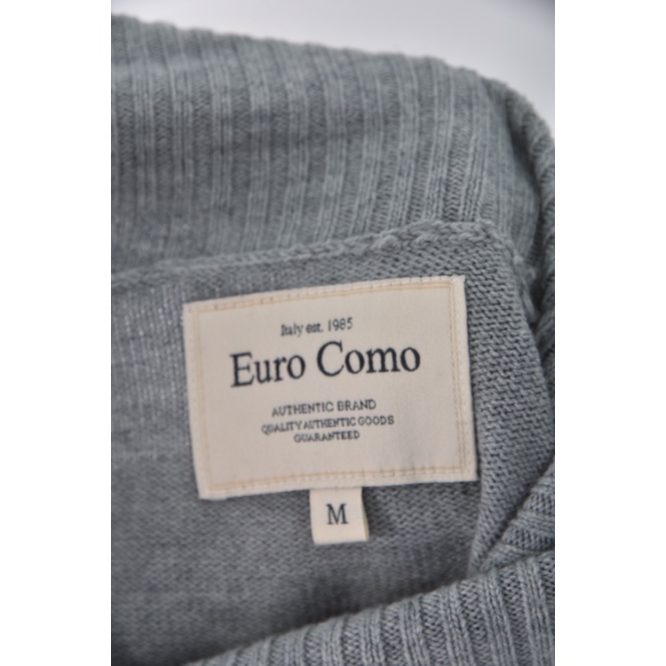 (S) euro como質感羊毛連帽V領灰色長袖上衣二手衣, , large