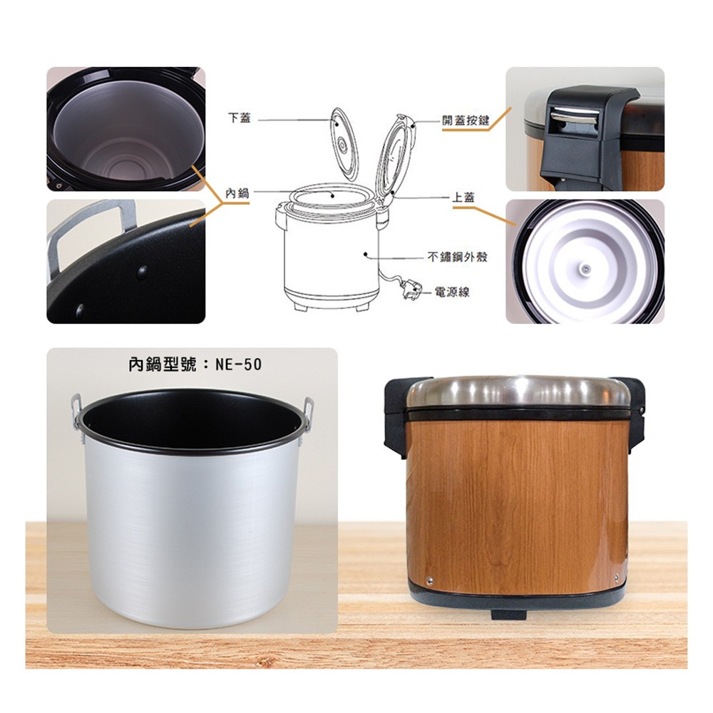 SPT Commercial Wood Grain Thermal Rice Cooker SC-7250 (Keep Warm Only), , large